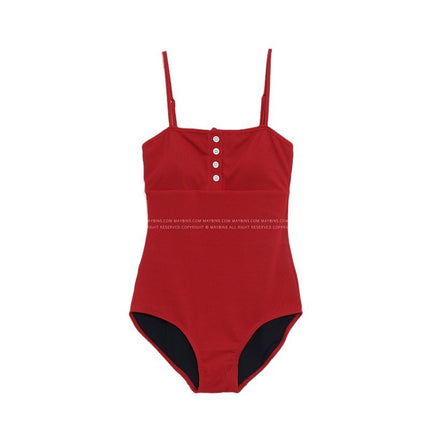 New Swimwear Women's Simple Women's Sense Flesh-Covering Slimming Pure Desire Wind-Soaking Hot Spring Fashionable Solid Color Sling Vacation Swimwear