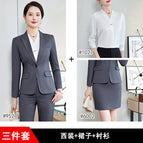 Gray suit + shirt + skirt / S