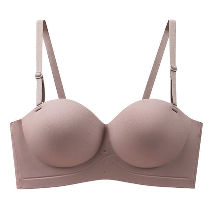 Summer sexy half cup seamless detachable strapless underwear women's push up small chest large wireless bra bra