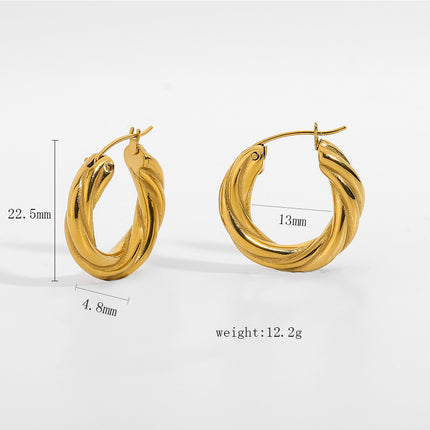 Cross-border European and American earrings ins fashion short C- shaped horns earrings stainless steel 18K gold-plated earrings women wholesale