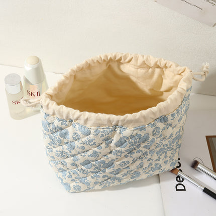 Cross-Border Makeup Brush Quilted Cosmetic Bag Large Capacity Tote Cosmetic Bag Fashionable Simple Korean Style Floral Storage Bag