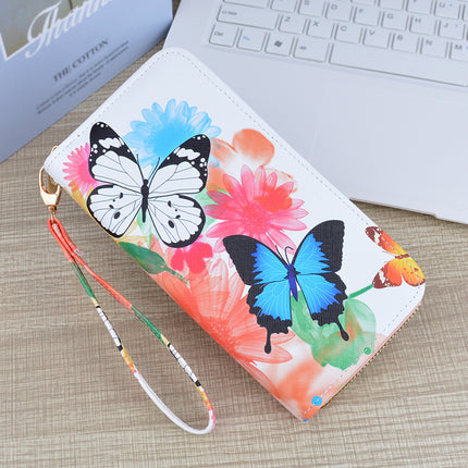 New Wallet Women's Long Zipper Clutch Soft Wallet Fashionable Cross Pattern Printed Student Change Mobile Phone Bag
