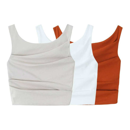 Side Strap Top Women's Cross-border Base Vest New European and American Spice Girls Summer Pleated Slim-fit Design Short