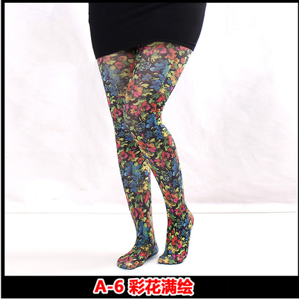 Cross-border thin printed pantyhose spring and autumn versatile butterfly wild abstract retro stockings women's socks anti-snagging wholesale