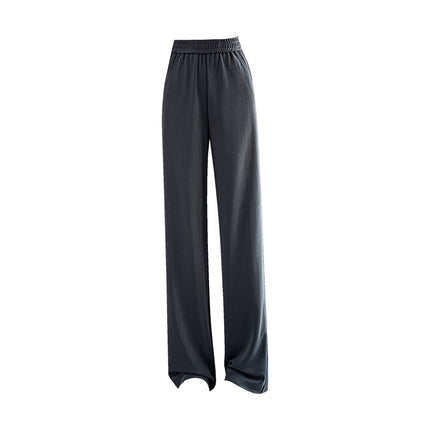 Tiktok Net red hot sale ice silk wide-leg pants women's summer high waist draping copper ammonia silk casual straight sun protection mop pants