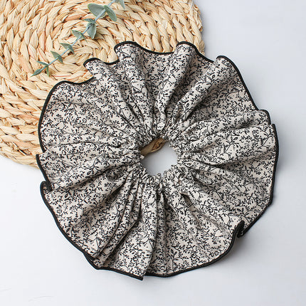 Korean Retro Niche Floral Scrunchie Black High-End Hair Tie 2025 New High-Quality Versatile Hair Accessory