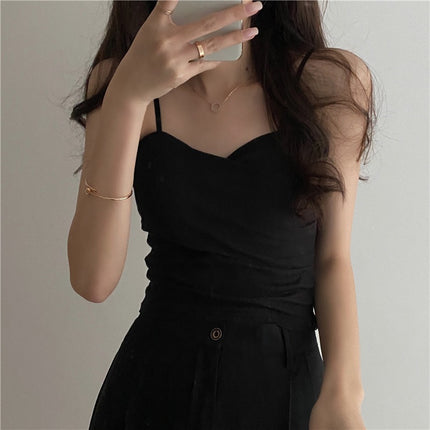 White summer small camisole women's outer wear design sense niche inner wear with chest pad tube top underwear bottoming top