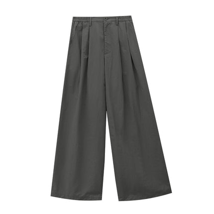 Love and Nancy Thirteen Lines Minimalist Summer Style Solid Color Simple Pressed Commuter Versatile Wide-Leg Casual Pants 11635
