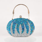 Pumpkin bag blue stone silver portable O chain / 20X15X5cm