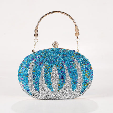 New Pumpkin Women's Bag Cross-border Explosion Diamond-encrusted Oval Bag European and American Fashion Evening Bag