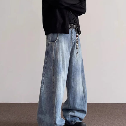 Jeans Men's Spring and Autumn New American Style Retro Mop Pants Loose Straight High Street Trendy Brand All-match Casual Pants