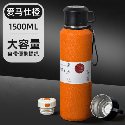 Outdoor Large-Capacity All-Steel Kettle for Men, Tea-Water Separation Vacuum Insulated Cup, 316 Stainless Steel Hiking Sports Water Cup