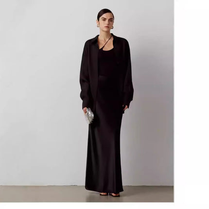 Triacetate Satin Fishtail Skirt Women's Slim Fashionable Hip Skirt Elegant Long Skirt Spring and Summer