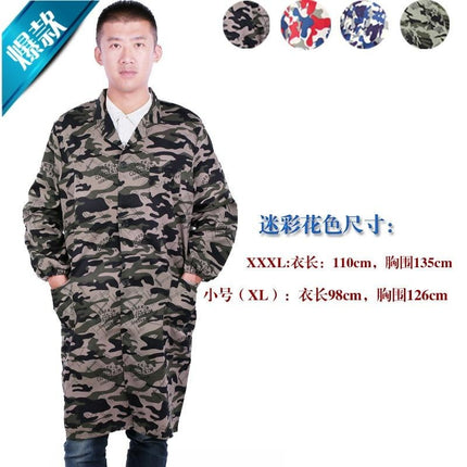 New blue gown long-sleeved work clothes men's and women's moving clothes blue camouflage work clothes robe white solid work clothes, made