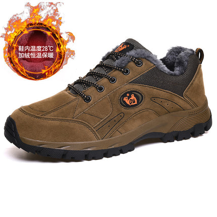 Winter Mountaineering Shoes Men's Casual Sports Non-slip Fleece-lined Warm Cotton Shoes Cross-border Large-size Travel Shoes Outdoor Trendy Shoes