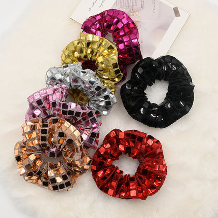 New cross-border silver large intestine hair ring women's head high sense hair ring fabric hair rope light luxury hair accessories wholesale