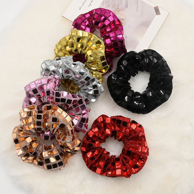 New cross-border silver large intestine hair ring women's head high sense hair ring fabric hair rope light luxury hair accessories wholesale