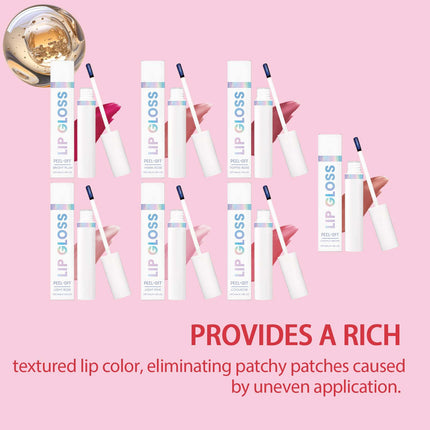 Moisturizing Tear off Lip Gloss Waterproof Long-Lasting Anti-Drying Peel Liquid Lipstick Pink Tint Natural Tearable Lips Glaze