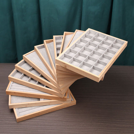 Ice Velvet gray solid wood bamboo wood jewelry plate ring earrings necklace pendant bracelet watch jewelry tray