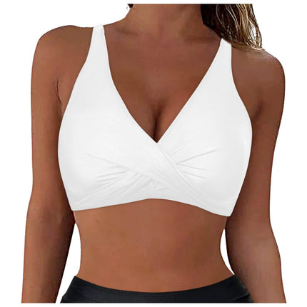 Cross-border exclusive women's full-cover bikini gathered swimsuit top sports bra swimsuit top