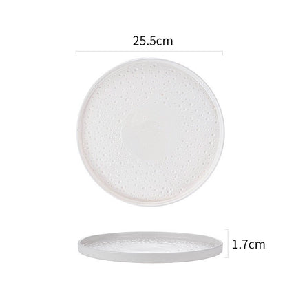 Simple Nordic Style Solid Color Ceramic Western Food Steak Plate High Color Value Mars Pit with Edge Disc Dim Dessert Plate