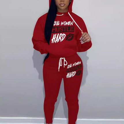Fashion Joker Fall/Winter Sweat Pants Two-Piece Set Letter Print