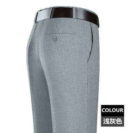2025 New Summer Thin Mulberry Silk Middle-Aged Business Casual Straight Loose Wrinkle-Free Men's Pants