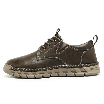 Men's Shoes Winter New Style Business British Style Casual Leather Shoes Men's Handmade Soft Sole Lace-Up Thick Sole Non-Slip Loafers