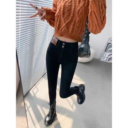 Black Skinny Jeans Women's Trendy All-match Korean-style High Waist Stretch Slim-fit Slimming Tight Pencil Pants