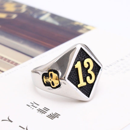 Cross-border Stainless Steel New Jewelry Personality Skull Titanium Steel Men's Ring Room Gold Number 13 Index Finger Ring