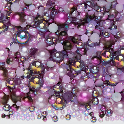 Nail Art Ab Colorful Flats Bottom Diamond Semi-Circle Pearl Mixed Color Set DIY Material Mobile Phone Shoes Clothing Cup Accessories