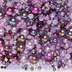 3-10mm flatback pearl resin rhinestones mixed assortment, 30g/pack / Semi-round pearl mixed purple ab series—d