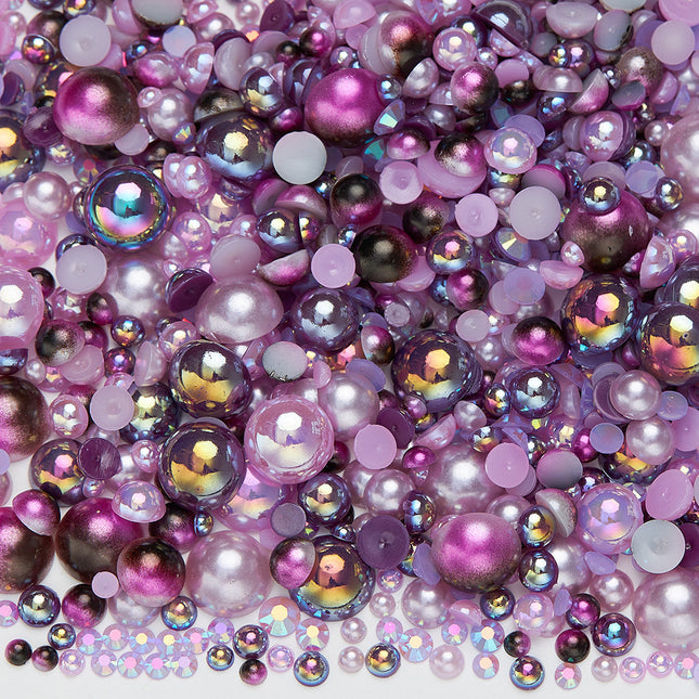 Nail Art Ab Colorful Flats Bottom Diamond Semi-Circle Pearl Mixed Color Set DIY Material Mobile Phone Shoes Clothing Cup Accessories