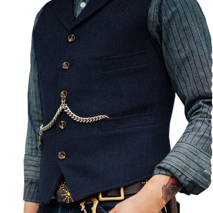 Cross-border European and American men's tough man herringbone suit collar waistcoat Ami Khaji rock punk locomotive men's waistcoat