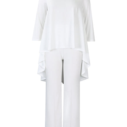 C8625 Amazon Export Women's Fashionable Loose Asymmetrical Tops and Pants Suit Elegant African Two-Piece Set