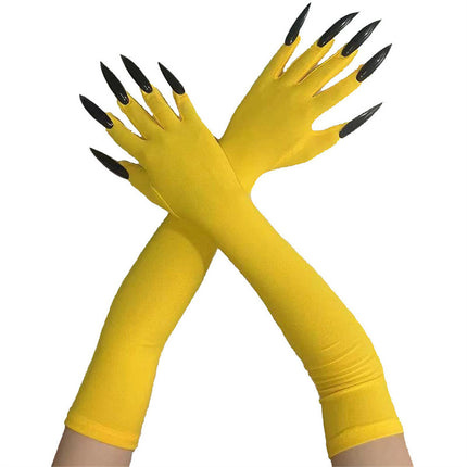 48cm European and American Fashion Halloween Gloves Long Nails Ghost Claw Gloves Long Performance Props Costume Black Red Claw