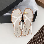 Square head-sandals buckle [white] / 37