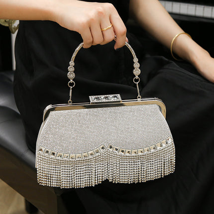 Cross-border Fashion Rhinestone Tassel Evening Bag Evening Bag Dress Banquet Bag