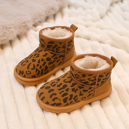 Girls' Snow Boots 2025 Winter New Style Children's Leather Waterproof Cotton Boots with Fleece Lining and Thickened for Boys and Girls Northeast Cotton Shoes