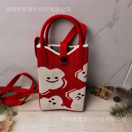 Girl's Heart-Shaped Knitted Crossbody Bag