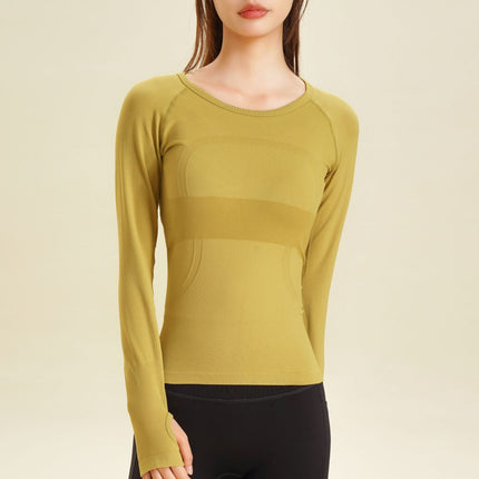 Lulu Yoga Clothing Women's Top 2025 New Tight Quick-drying Breathable Fitness Running Long-sleeved Sports T-shirt Autumn and Winter