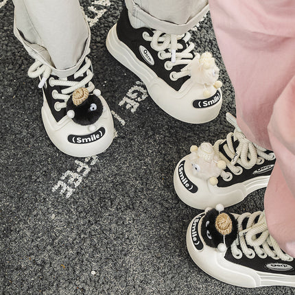 Niche trendy cartoon trendy doll cute couple sneakers 2023 Autumn New cute open smile canvas shoes