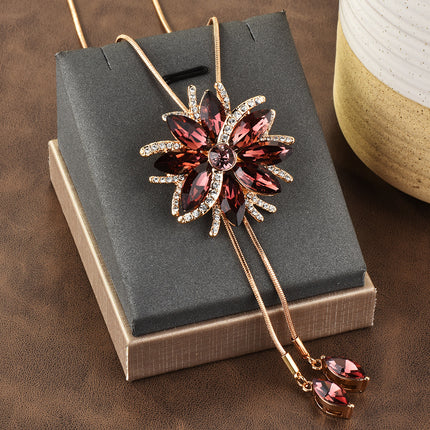 Factory direct supply autumn and winter long necklace female temperament all-match a two-wear flower tassel pull sweater chain brooch