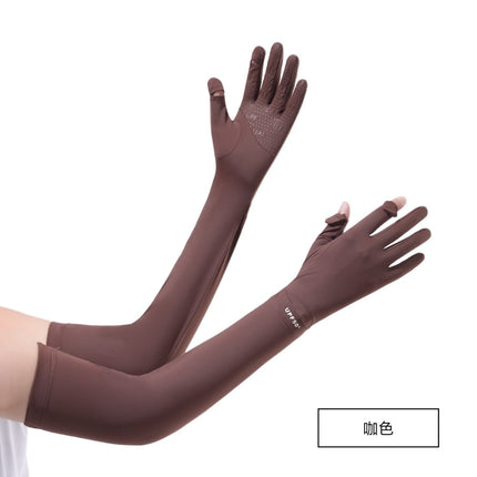 Summer sunscreen UV ice sleeve extended ice sleeve female nylon ice silk outdoor riding sunscreen gloves wholesale