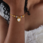 E465-Golden White Seashells Bracelet