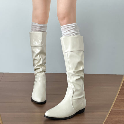 Black British Pointed Toe Thick Heel Inner Heightening Boots Women's Boots 2025 New Autum Slim Retro Knight Boots