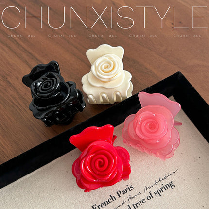 Double-Sided Rose Flower Hairpin ~ Korean France Elegant Medium Ponytail Clip Hair Clip French Shark Clip