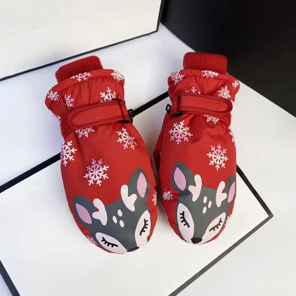 3-10 children's ski gloves outdoor riding gloves winter warm waterproof children's gloves play snow not wet hands