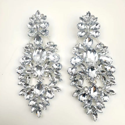 Cross-border Fashion Europe and America Exaggerated Geometric Rhinestone Earrings Diamond Flash Light Luxury High-end Elegant Earrings Jewelry