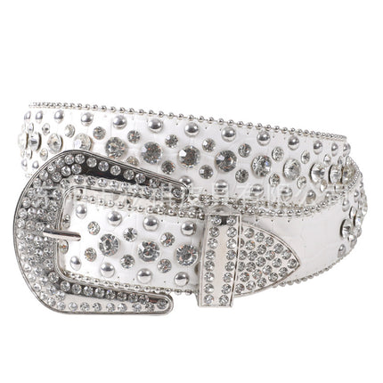 Women's Belt with Rhinestone Inlay Decoration, Versatile for Jeans, Bbsimon Belt Manufacturer Wholesale, Personalized and Trendy